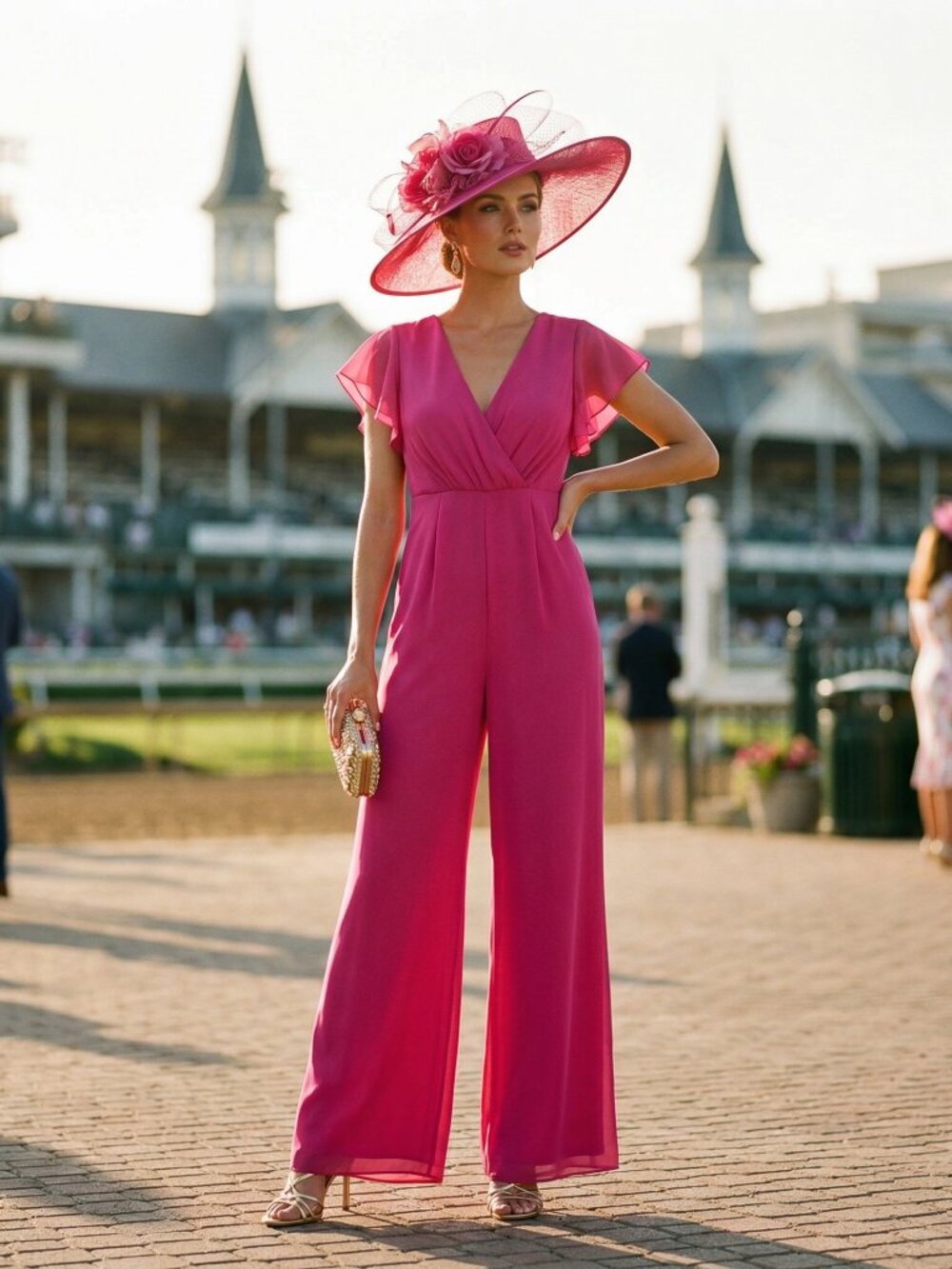 JJ's House Kentucky Derby Pink Jumpsuit - Size 12-14